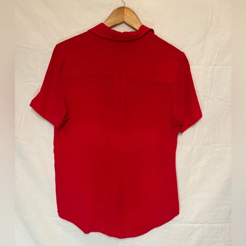 Madewell Silk Short Sleeve Button Up Blouse - Picture 2 of 4